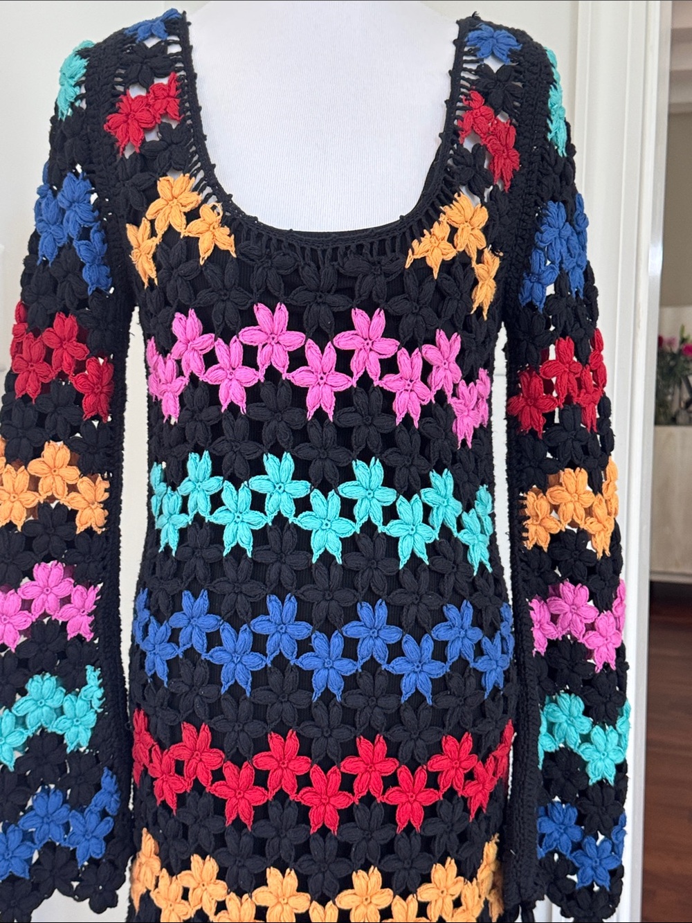 Alex Of Bohemia Crochet Knit Multicolor Dress Size S - Picture 13 of 14
